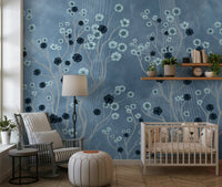 Flower canopy wall mural in home office, calm modern backdrop