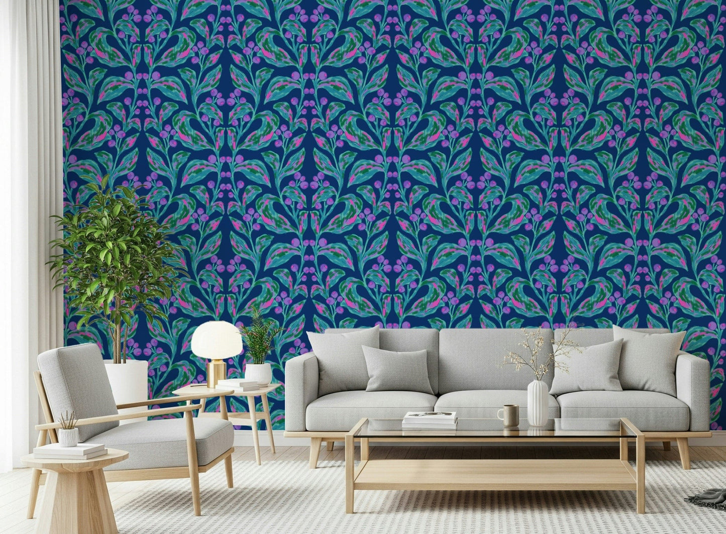 Indigo electric leaves Wallpaper⁠