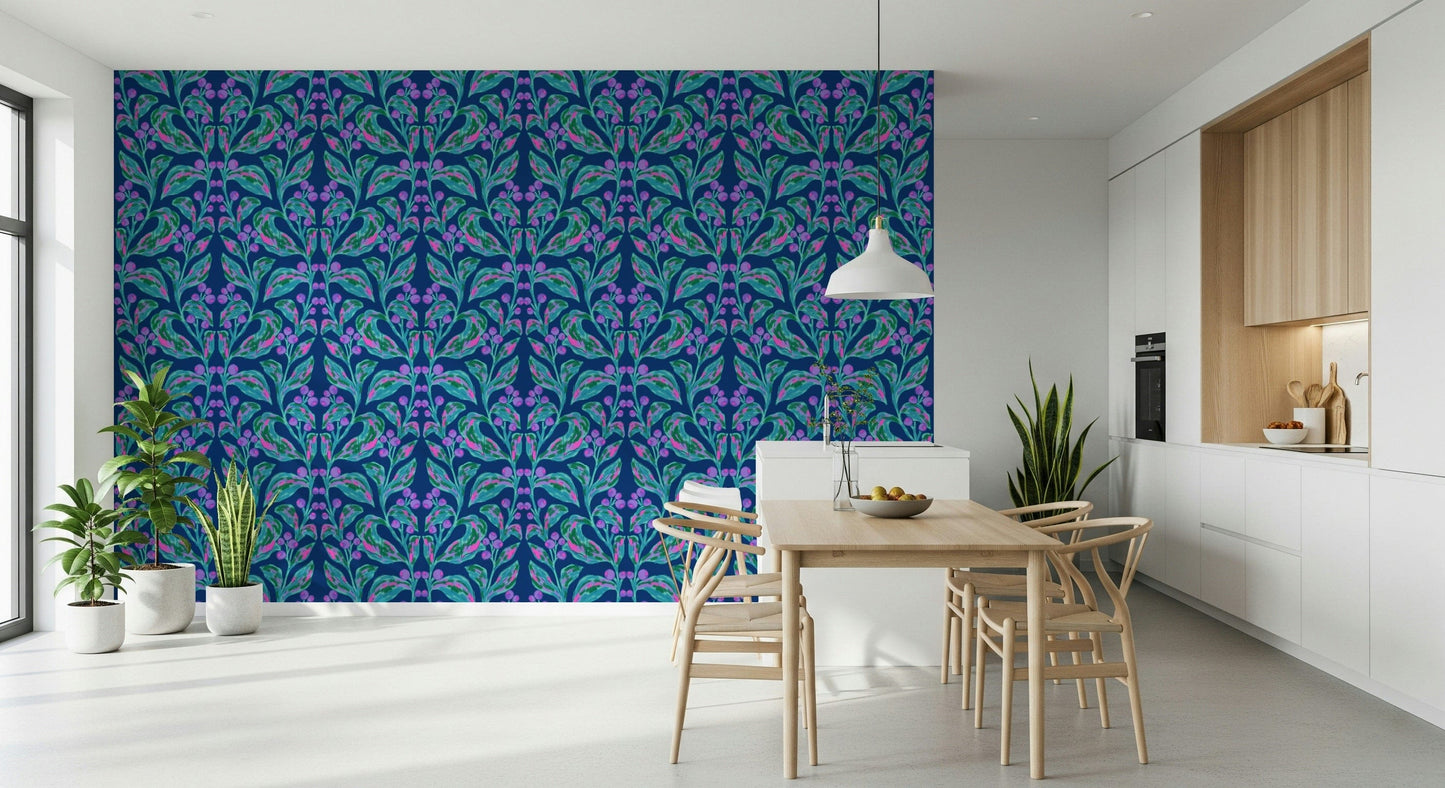Indigo electric leaves Wallpaper⁠