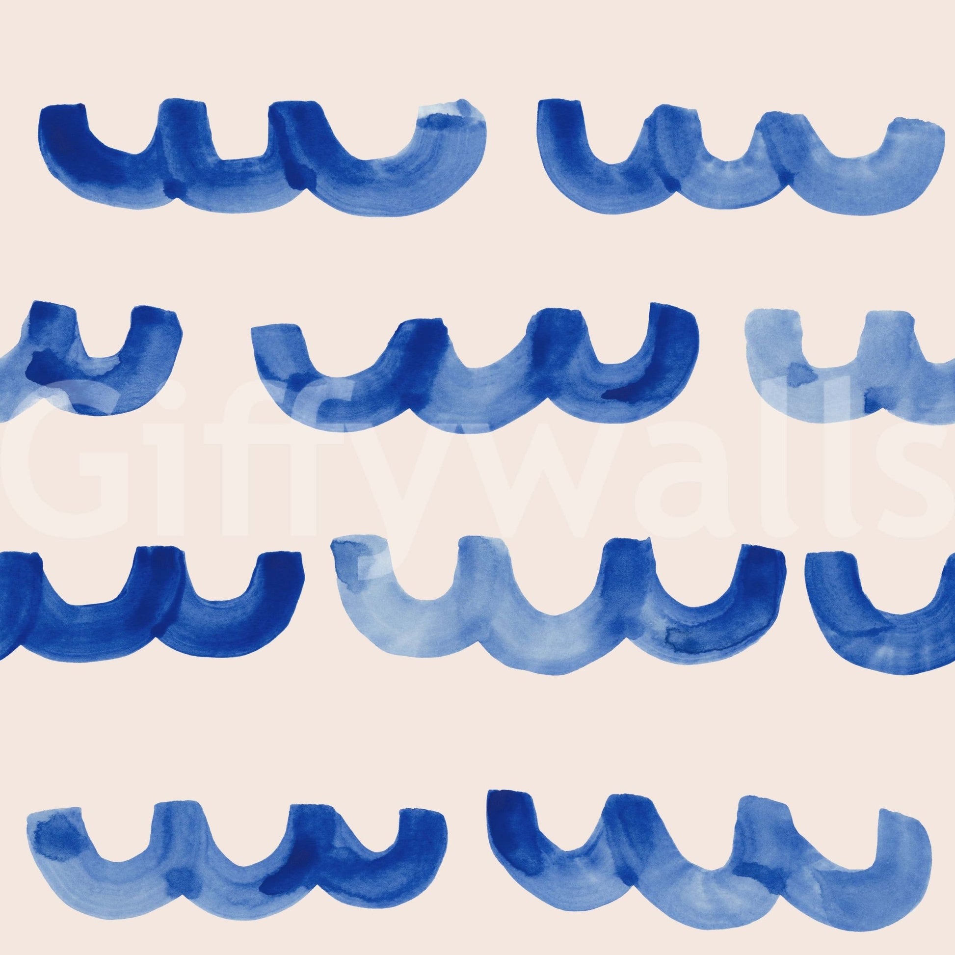 Soft indigo wave textures creating a breezy, calming interior backdrop.