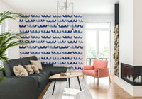 Abstract indigo waves wallpaper with smooth, hand-painted textures.
