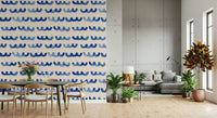 Artistic indigo watercolor wallpaper with layered, wave-like strokes.