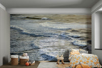 A calming water movement wallpaper mural that defines a space.


