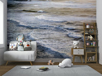 A serene endless sea wall mural for nautical decor.

