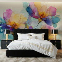 Colorful Ink Floral Dreams elegant flowered peel and stick