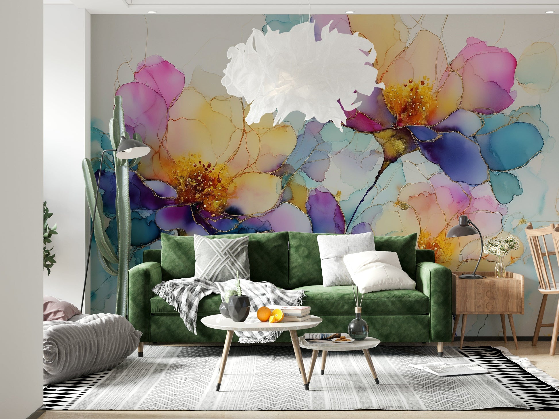 Fluid alcohol ink blossoms Colorful Ink Floral Dreams wallpaper