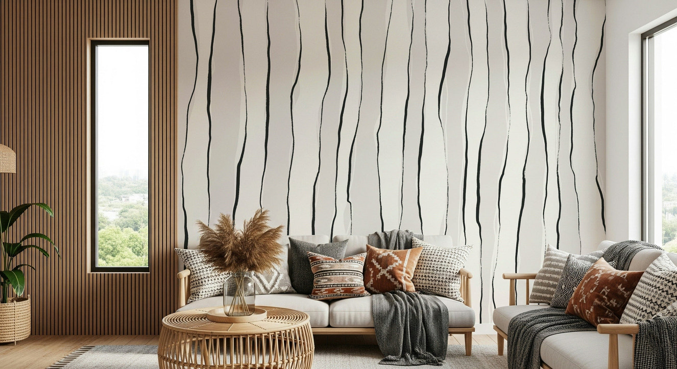 A graceful subtle texture wall mural in cool, abstract tones.