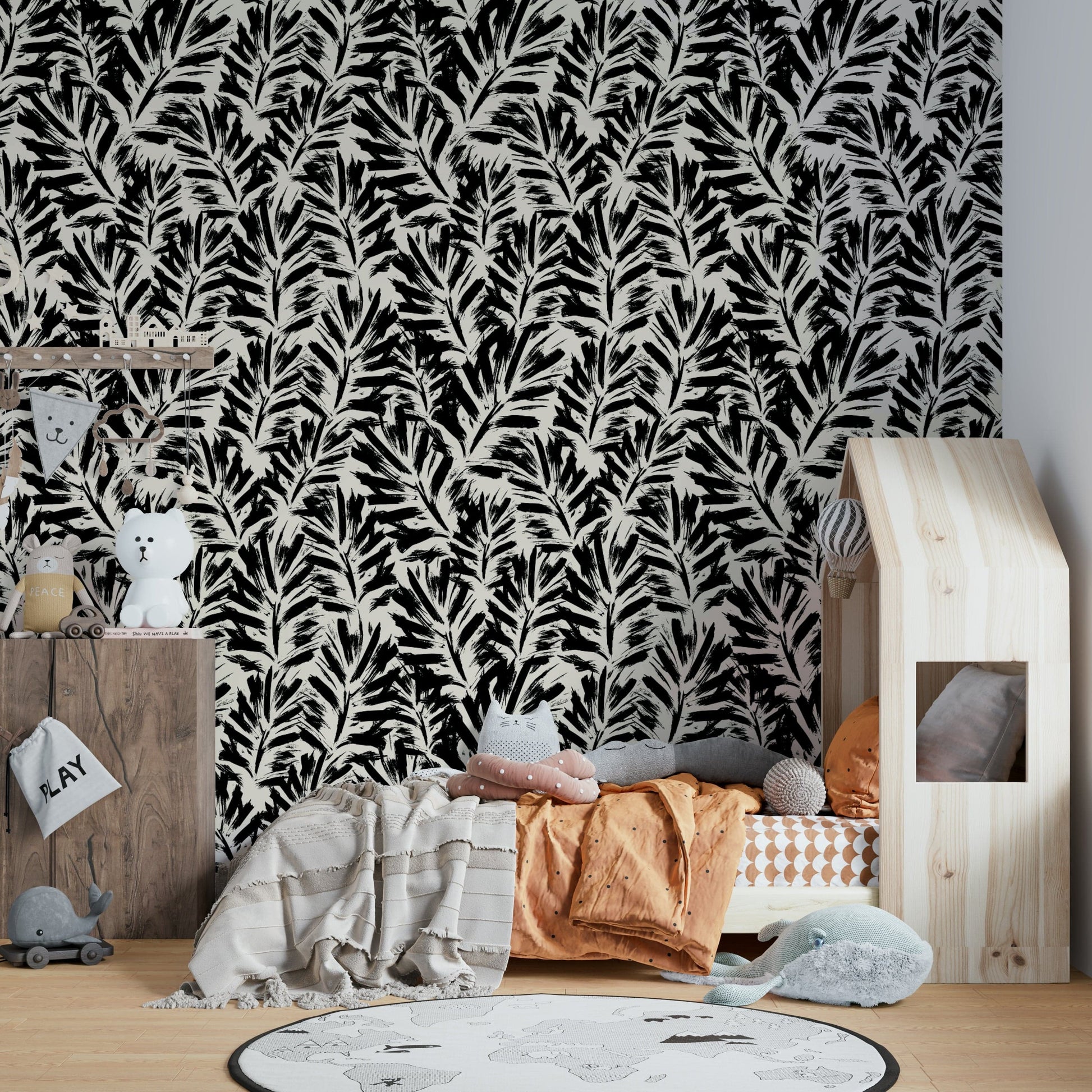 Close-up of a hand-painted leaf pattern

