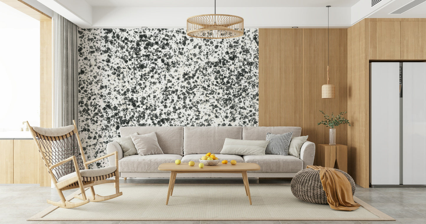 A contemplative dramatic splatter wallpaper mural for a feature wall.