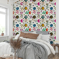 Soft floral and insect pattern wallpaper for walls

