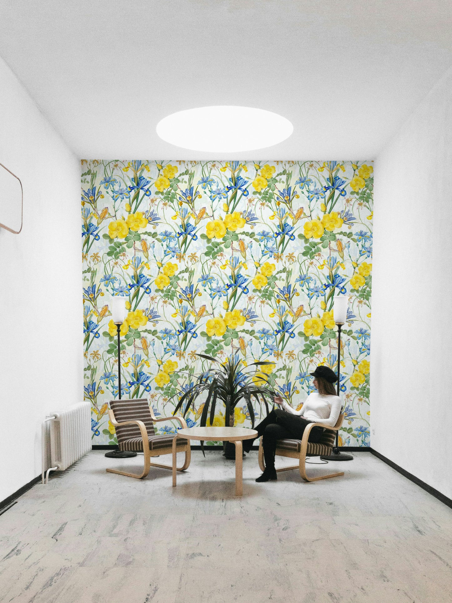 Timeless Iris & Rose Garden wallpaper for serene room decor

