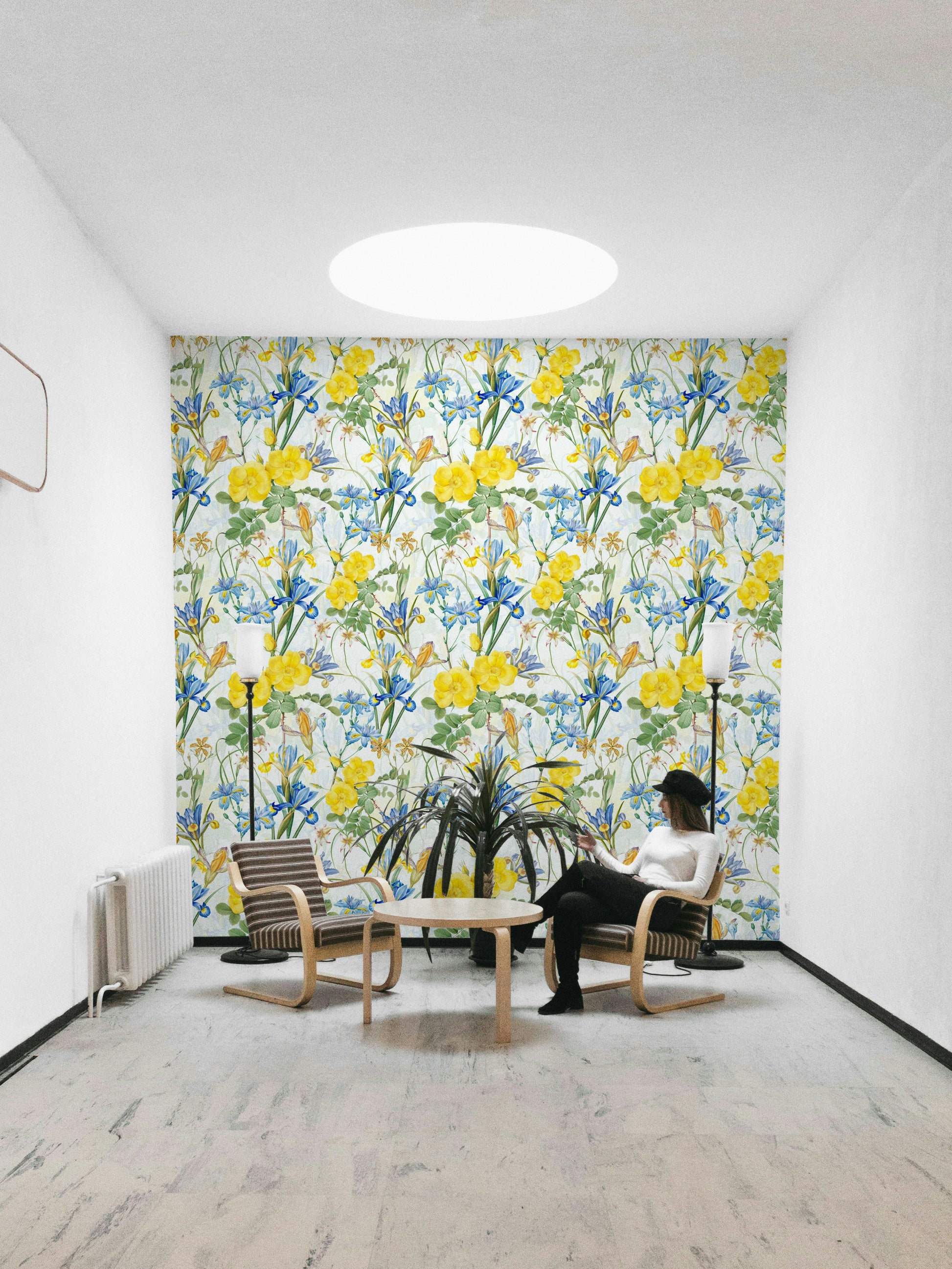 Timeless Iris & Rose Garden wallpaper for serene room decor

