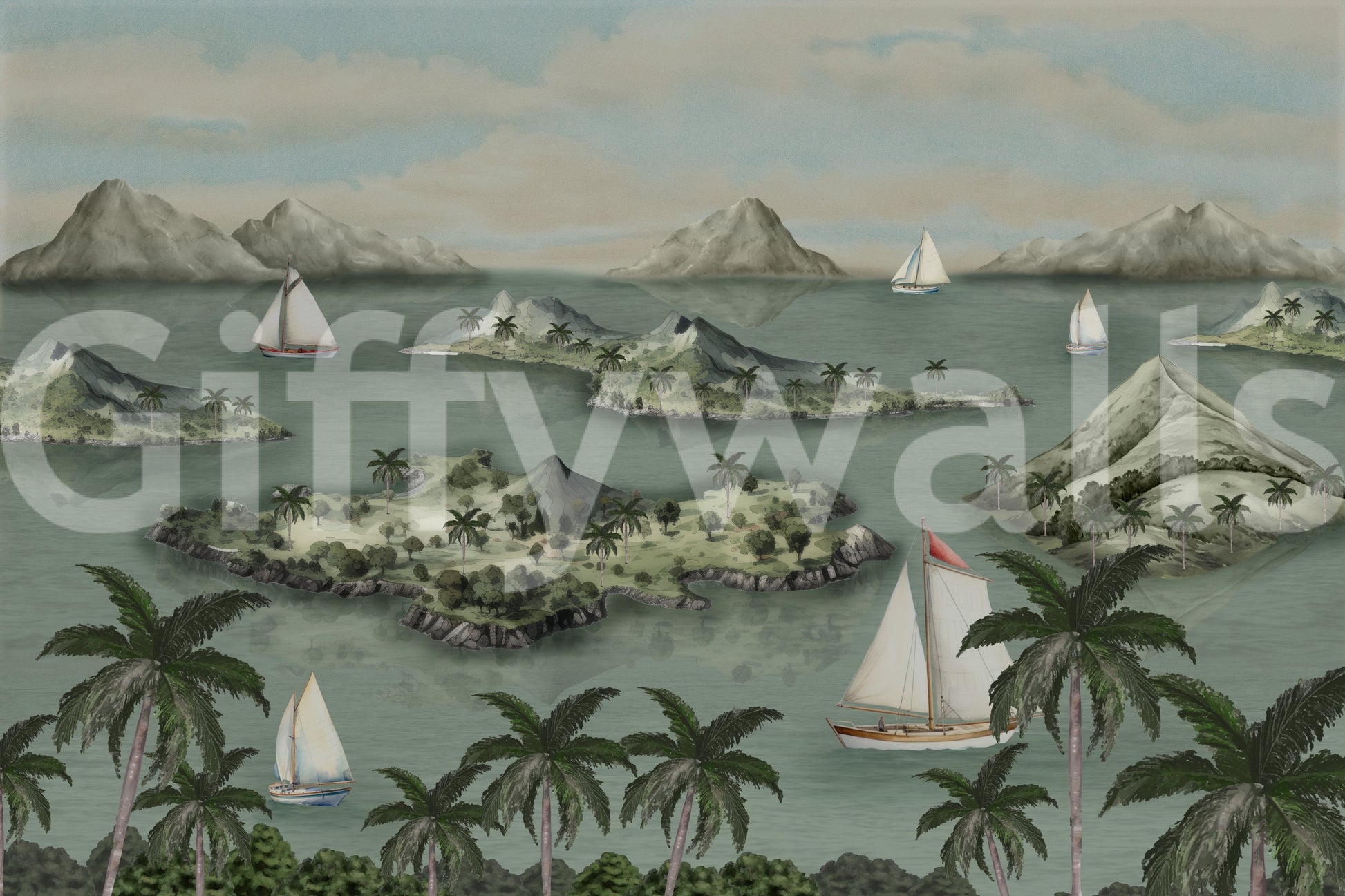 The style is a soft-focus illustration or a painterly design.

