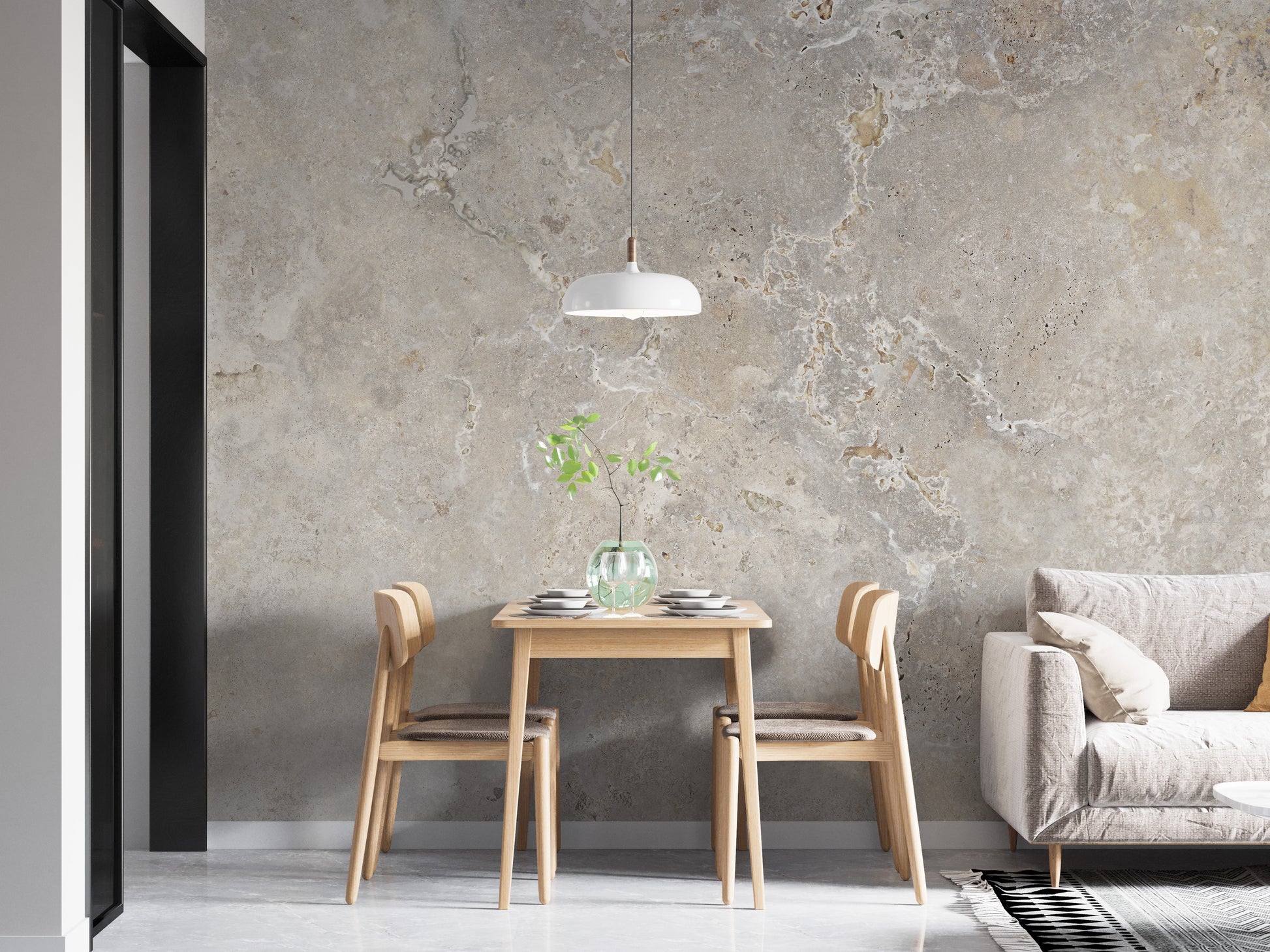 Chic ivory wallpaper with marble pattern