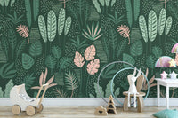 Abstract Jade Green Leaf Wall Mural

