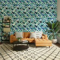 Decorative wallpaper with Japandi and Deco blend

