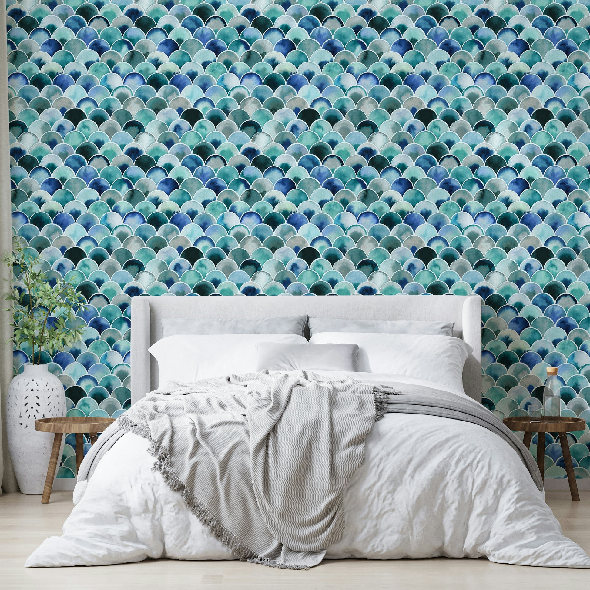Art Deco style wallpaper with Japandi elegance

