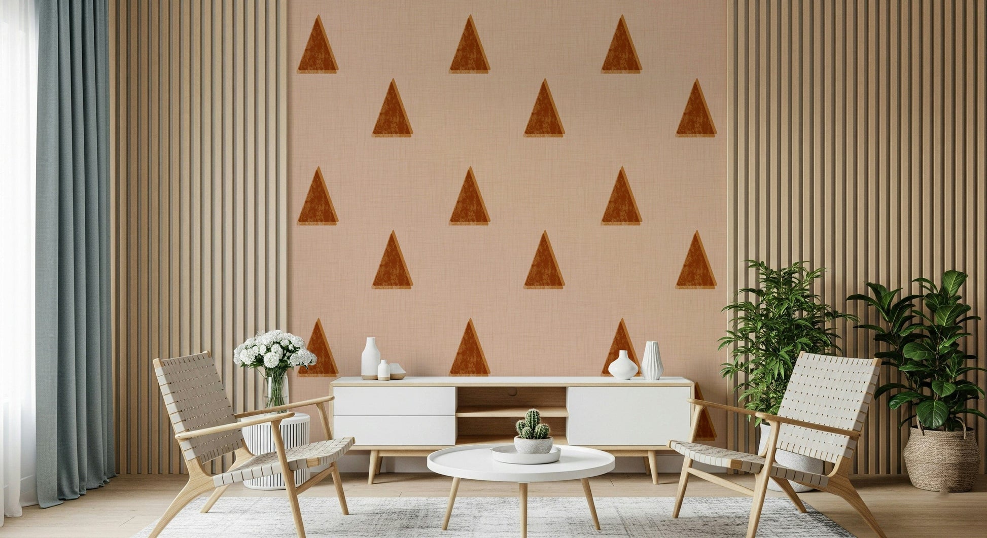 An artistic minimalist shape mural for home decor.

