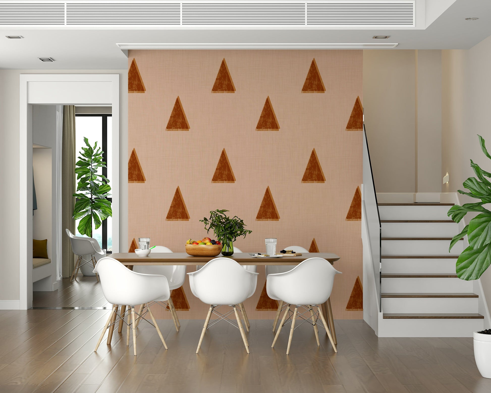 A graceful subtle pattern wall mural in soft, neutral tones.

