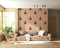 A beautiful Japandi triangle wallpaper mural with blush pink tones.

