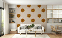 A calming floral design wallpaper mural that defines a space.