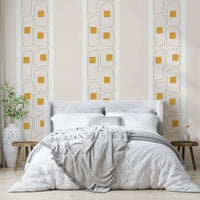 Japandi eggshell wallpaper with minimalist frame details

