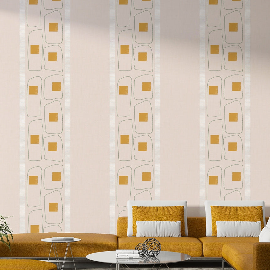 Modern Japandi wallpaper with clean frame lines

