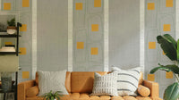 Japandi wallpaper with soft frame line design

