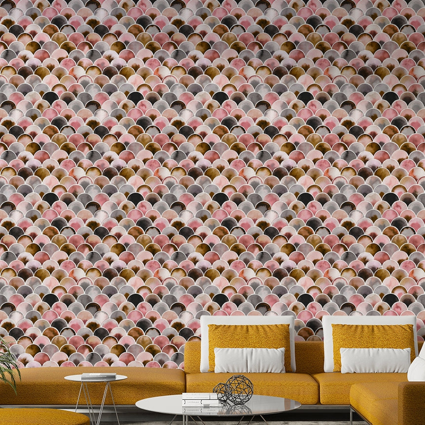 Vintage-inspired gold lines on pink background

