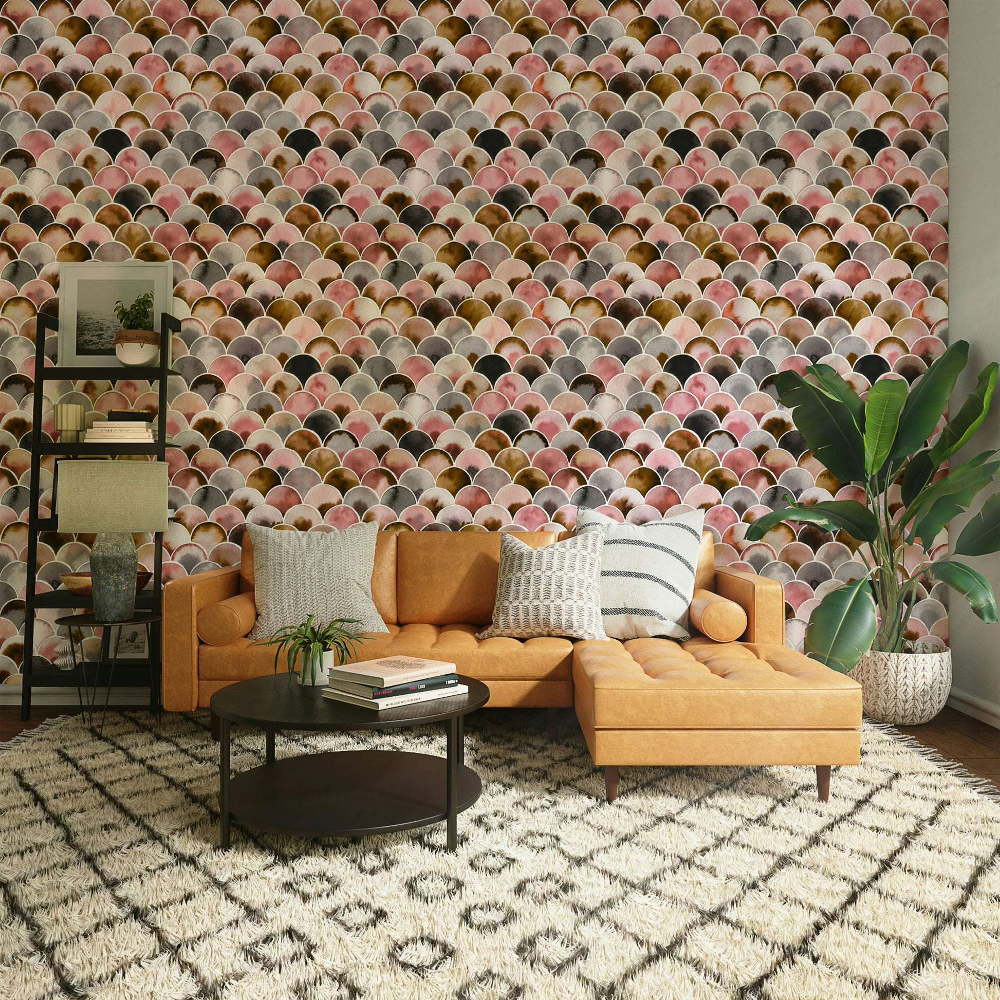 Minimalist wallpaper with Japandi and Deco style


