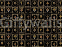 Gold filigree frames enclose gems in the Jeweled Baroque Elegance wall mural.