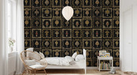 Apply this intricate jeweled baroque wall mural as a sophisticated Bedroom backdrop.