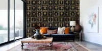 Make a maximalist statement in a Living room with this jeweled baroque wall mural.