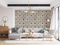 Ornate jewel pattern wall mural bringing classic detail to a grand entryway