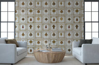 Jewel medallion wall mural styled for a sophisticated home office