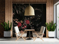 Decorative mural with delicate flowers in classic Joseon folk art style