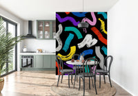 Painterly Multicolor Brushstroke Wallpaper – Dynamic abstract wall mural with flowing brushstroke textures in bright colors.