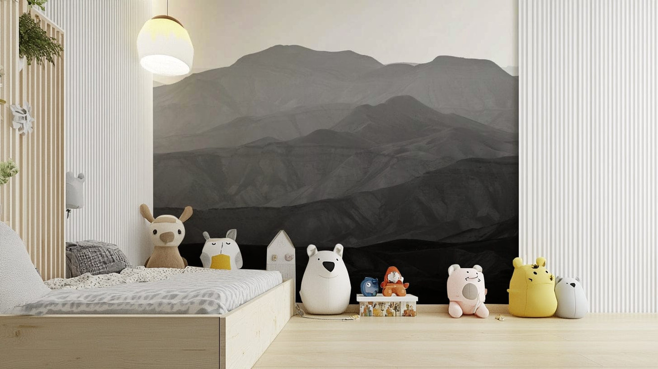 A beautiful desert mountain wallpaper mural for a modern home.

