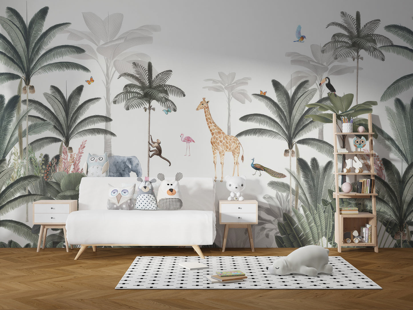 Jungle animals and plants wall mural
