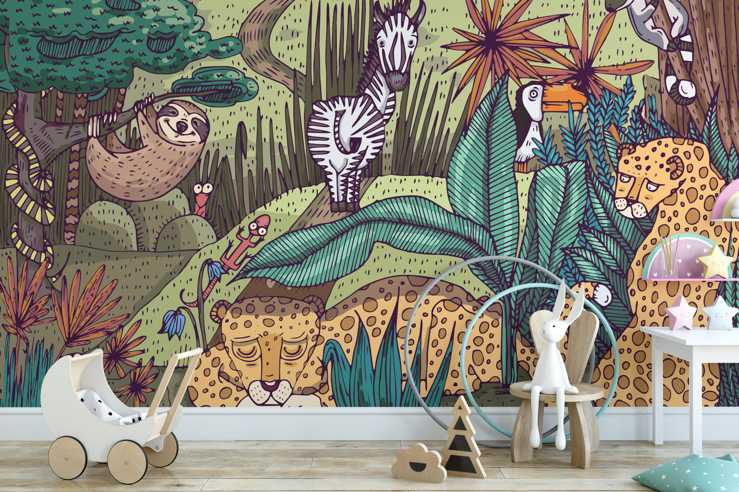 Jungle Animals reusable wallpaper