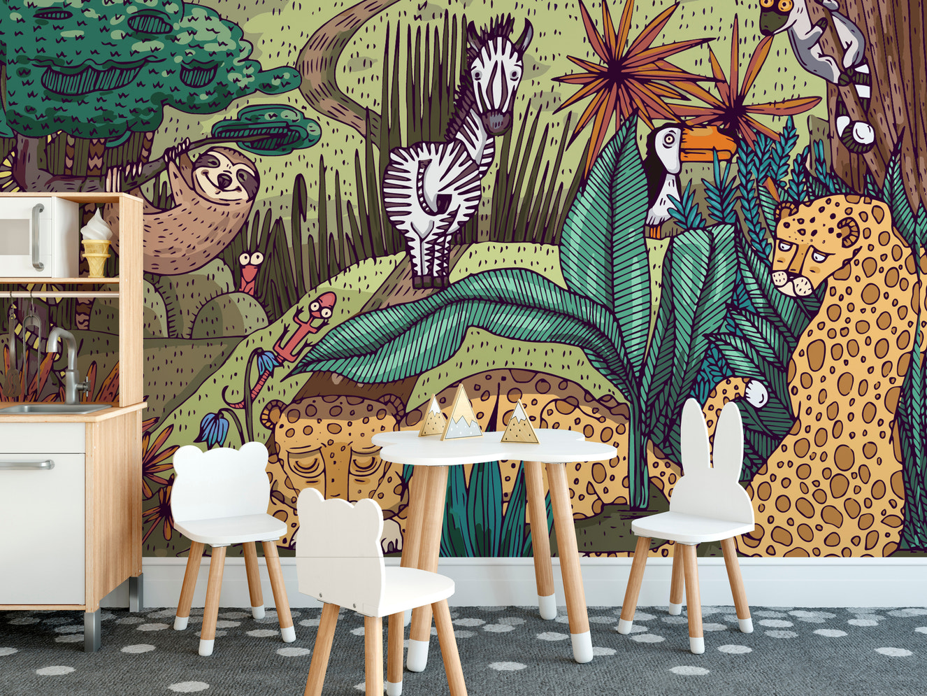 Jungle Animals wallpaper for kids room decor