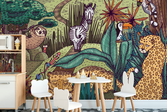 Jungle Animals wallpaper for kids room decor