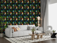 Jungle Birds Exotic Botanical Paradise Wallpaper⁠