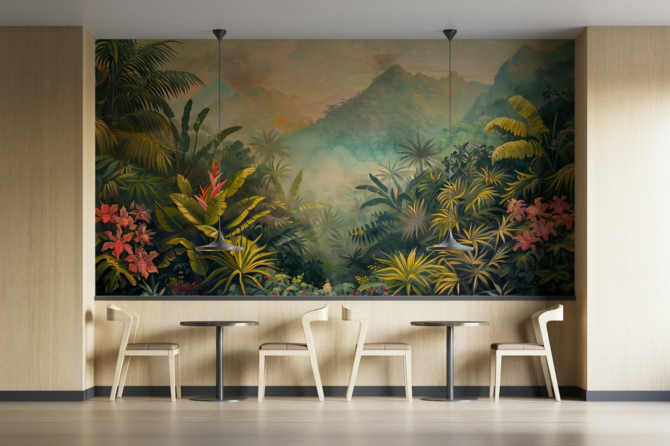 Lush and exotic jungle scene.

