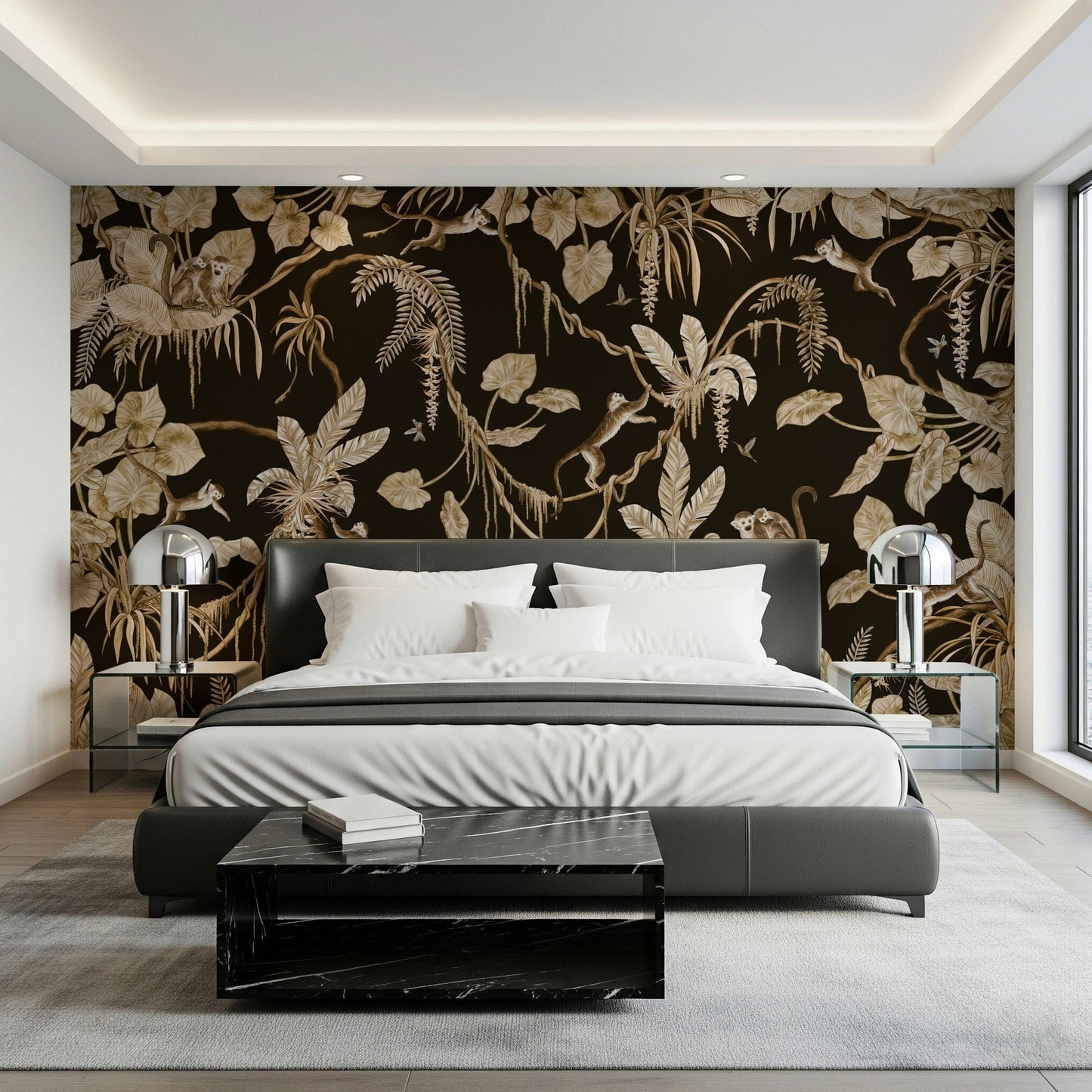 Serene forest scene from the jungle canopy with vibrant natural textures