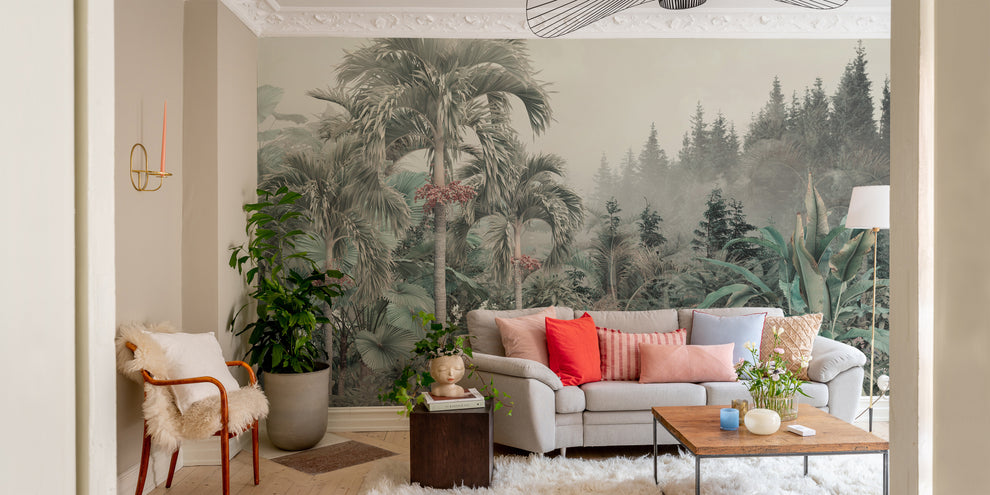 Lushly Green Jungle Trees Wallpaper Wall Mural - Shop Now