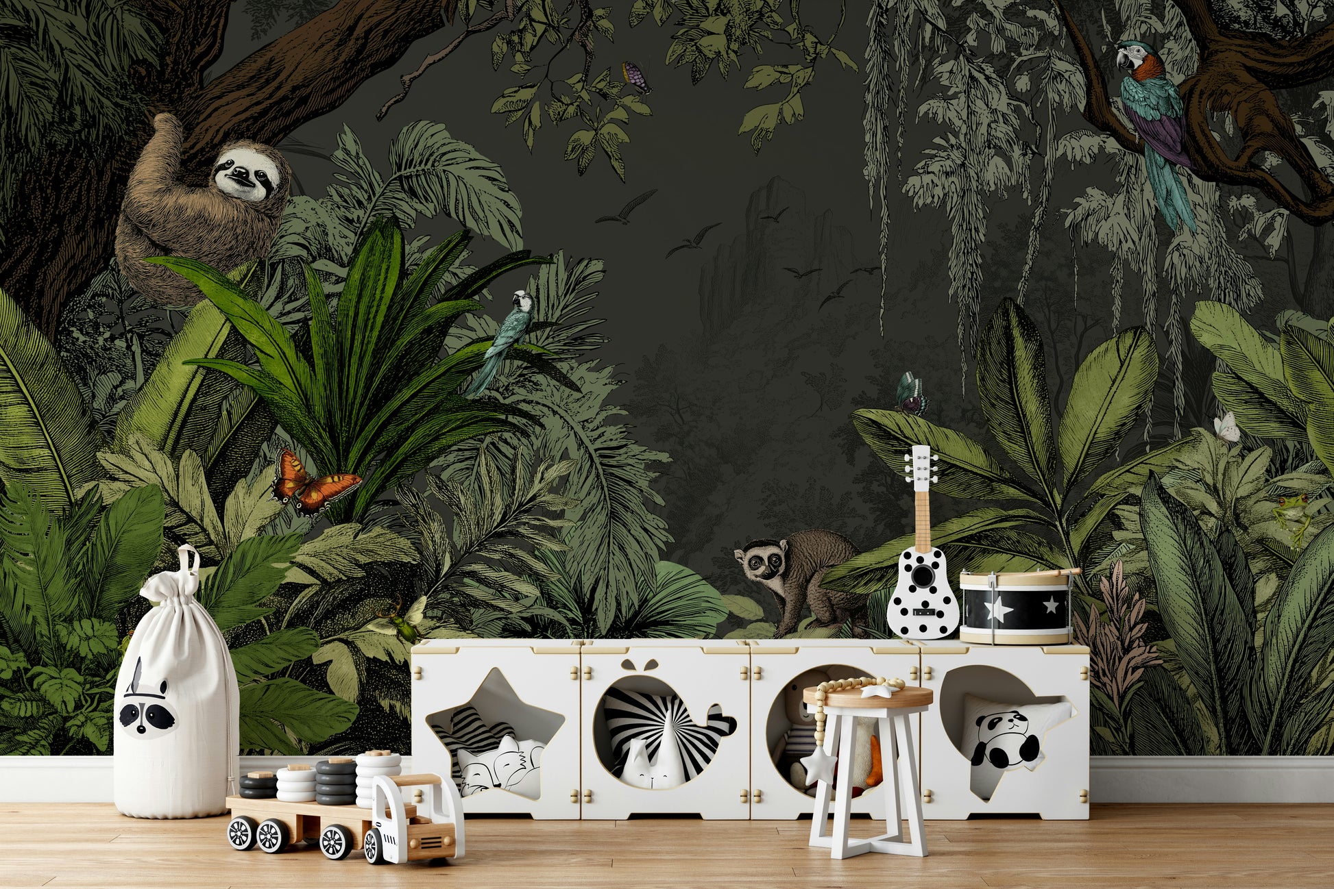 Jungle Vista - Night Wall Mural with nocturnal jungle beauty.

