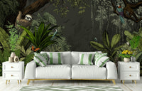 Jungle Vista Night mural with dark greens and moonlit ambiance.

