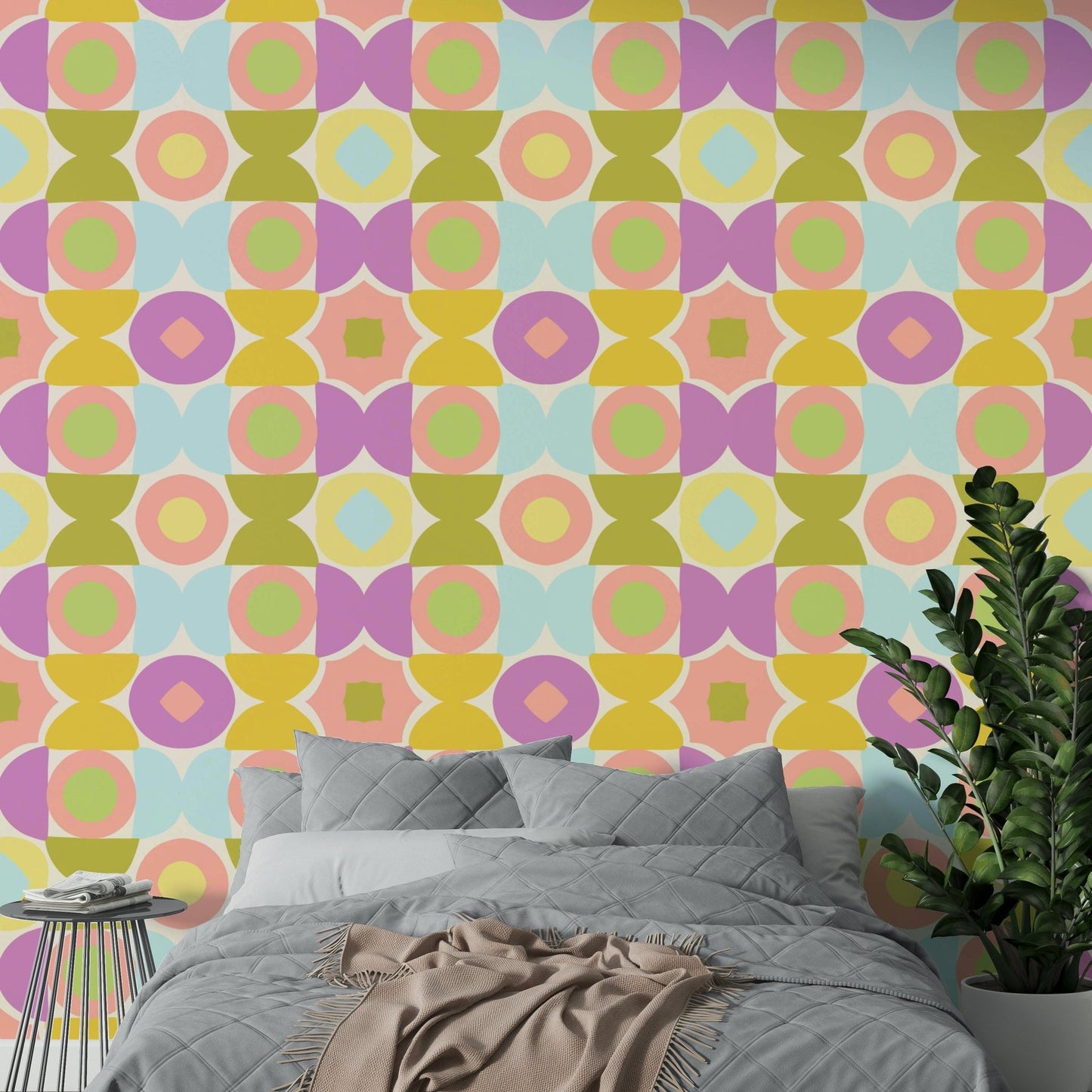 Peel-and-stick Kaleidoscope Kisses wallpaper for easy decor

