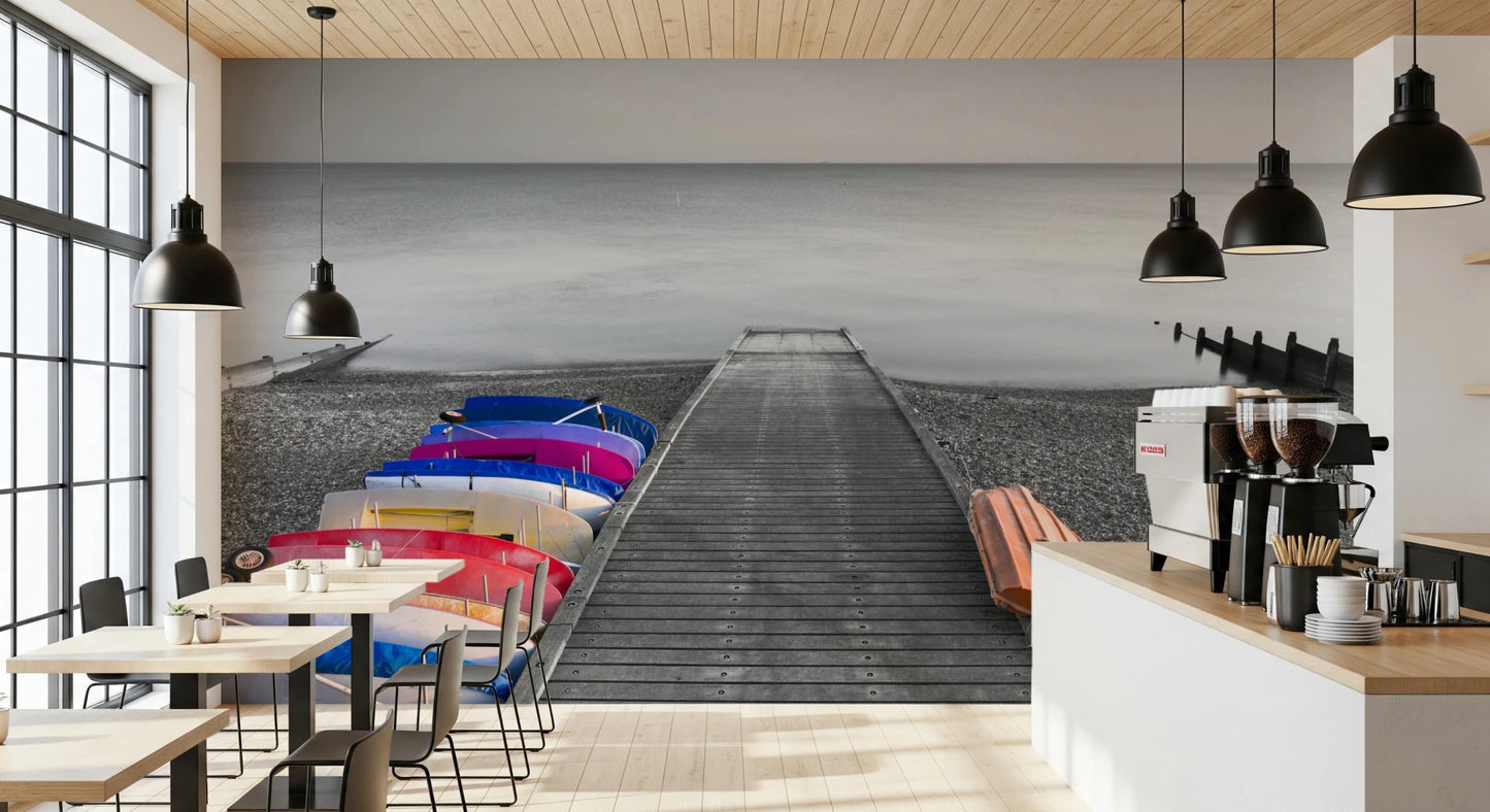 Kayaks on Pier Wall Mural